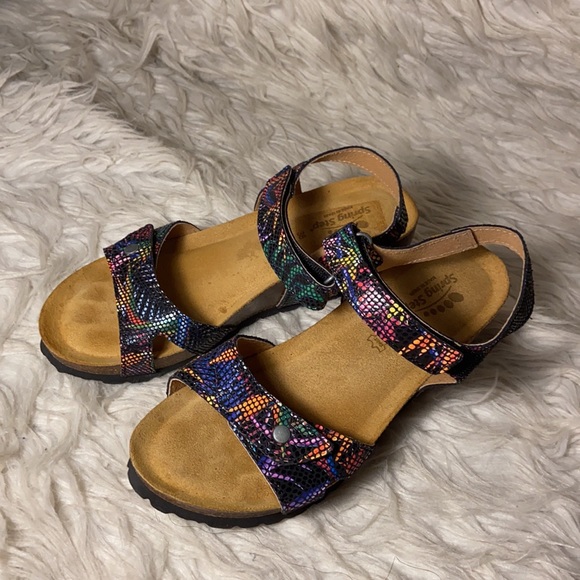 Like new Spring Step Charanga Wedge Sandals Multi color Leather - Picture 3 of 13